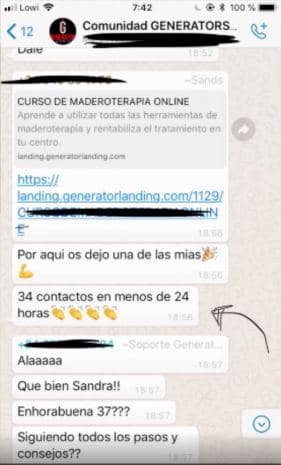 Activa las imágenes de tu email para ver cómo otros usuarios consiguen contactos por Whatsapp.