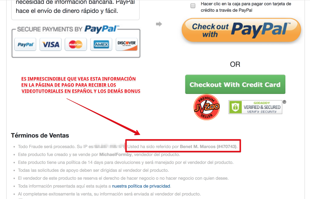 Activa las imágenes para ver lo que te tiene que aparecer en la página de pago
